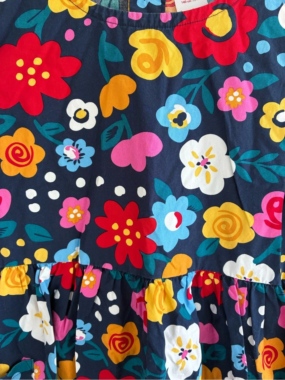 Hanna Andersson Girls Navy Floral Long Sleeve Dress